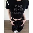 thumbnail image 4 of Hello Kitty Rhinestone Pink Short Sleeve Tee Summer New Kawaii Clothes Soft Girl Midriff-baring Short T-shirt Hotsweet Y2K Top, 4 of 6