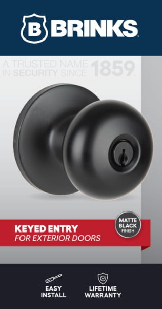 Brinks Matte Black Mushroom Doorknob, Keyed Entry, 1-Piece