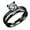 Black Clear-Silver, variant on Envy Wedding Ring Set by Ginger Lyne Sterling Silver Engagement Ring and Band for Women