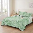 thumbnail image 2 of Quilts Queen Size Bedding Set, Coral Branches Lightweight Quilted Comforter, Sage Green Boho Modern Abstract Art Soft Reversible Bedspread Coverlet with Pillow Covers for All Season, 90" x 96", 2 of 9