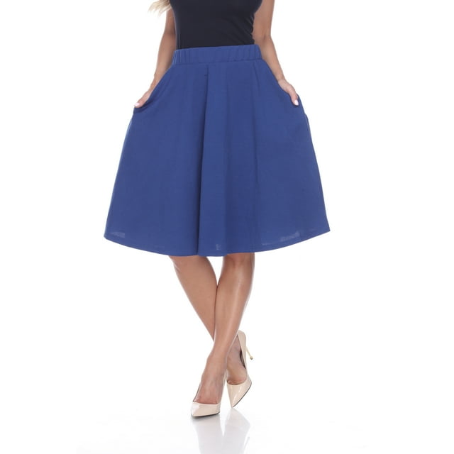 White Mark Women's Mid Length Fit and Flare Skirt
