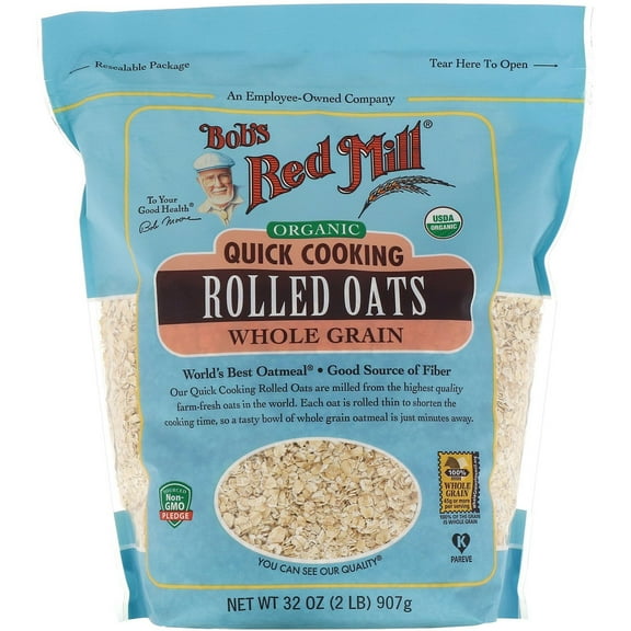 Bob's Red Mill Organic Rolled Oats Quick Cooking 32 oz pack of 3