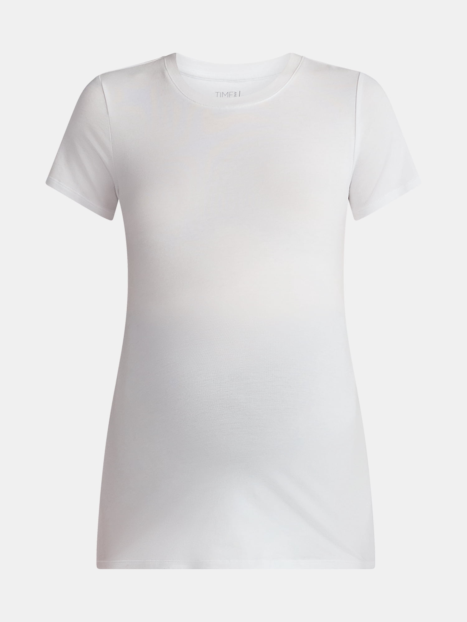 Time and Tru Women's Maternity Non Shirred Tee with Short Sleeves, Sizes S-XXL