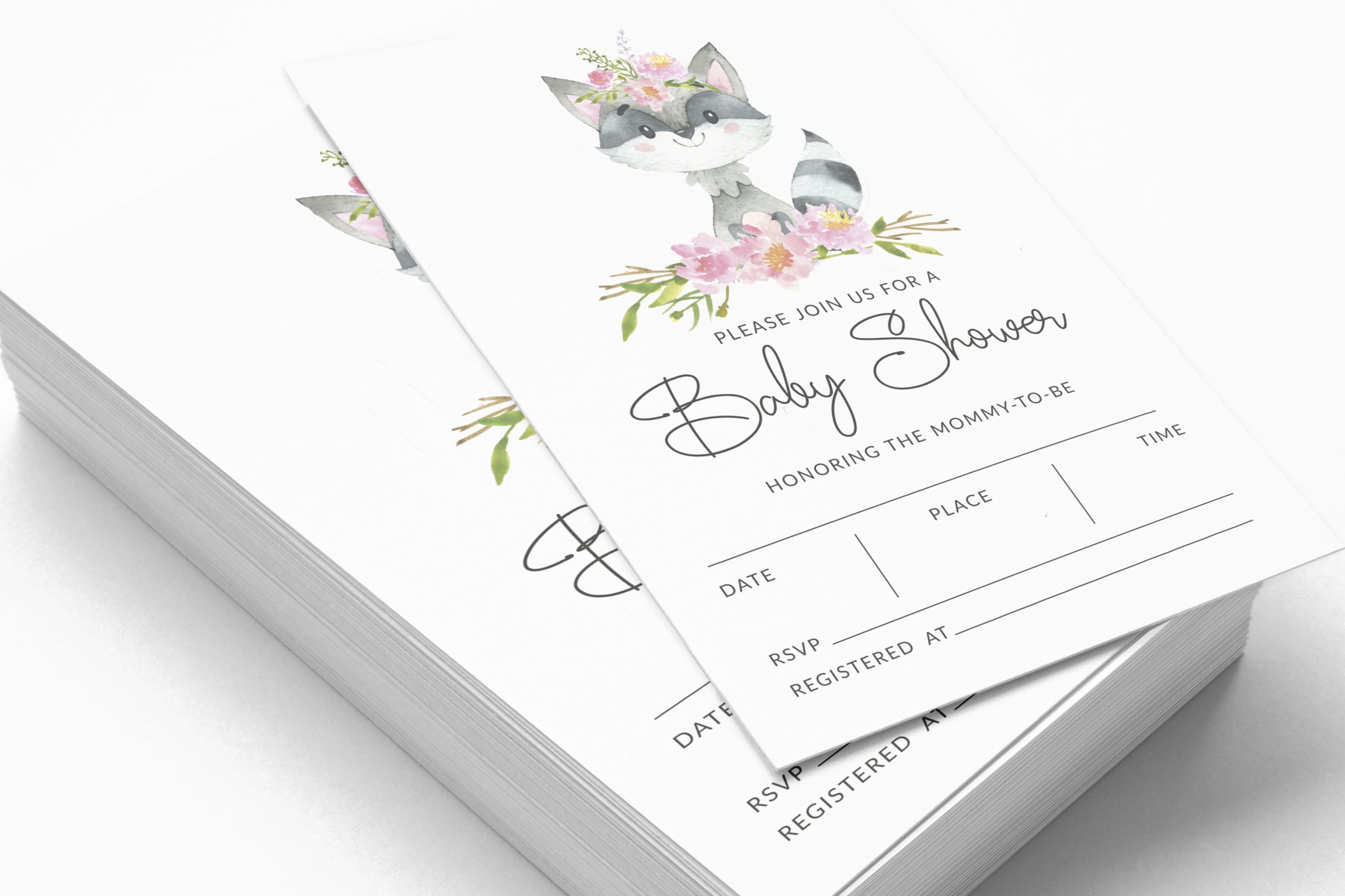 Inkdotpot Set Of 30Raccoon Jungle Animals Baby Shower Invitations-Diaper Raffle Tickets And Baby Shower Book Request Cards Gender Neutral Invites Its A Boy Its A Girl