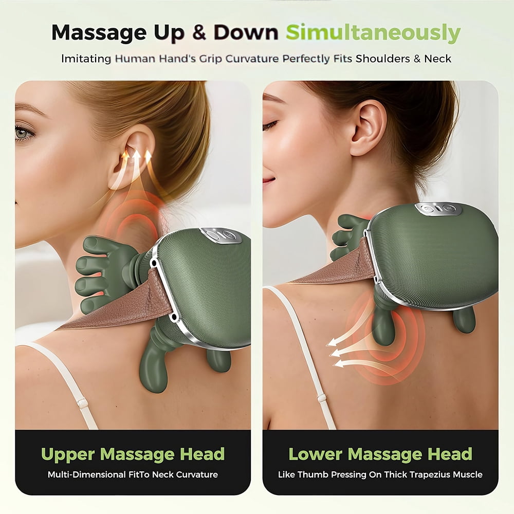 PEPWELL 4D Neck and Shoulder Heat Massager, Wireless Portable Neck Massager, Relieves Muscle Pain, Simulates Deep Tissue Massage of Human Hand, Ideal Gift