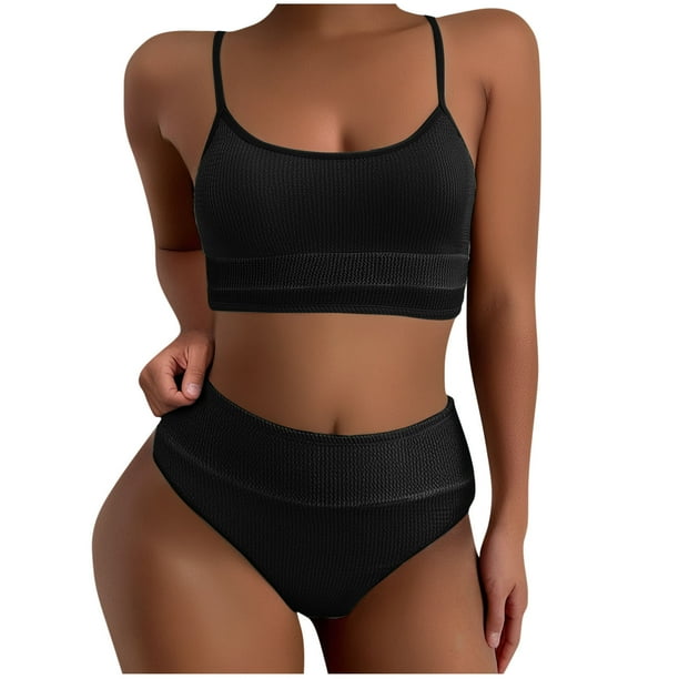 Traje de baño para mujer, bikini de tirantes sin espalda de color liso para mujer, trajes de baño para mujer, conjuntos de bikini para mujer, trajes de baño de bikini para mujer