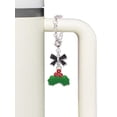 thumbnail image 3 of Delight Jewelry Silvertone Christmas Holly & Red Crystal Berries - Silvertone Black Bow Charm Accessory for Tumblers and Thermal Cups, 3 of 4