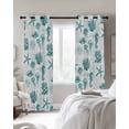 thumbnail image 3 of Turquoise Coastal Blackout Curtains, Light Blocking Print Window Curtains, Nautical Starfish Jellyfish Rudder Thermal Insulated Window Drapes for Living Room Kitchen Cafe 2 Panels, 104"W x 52"L, 3 of 9