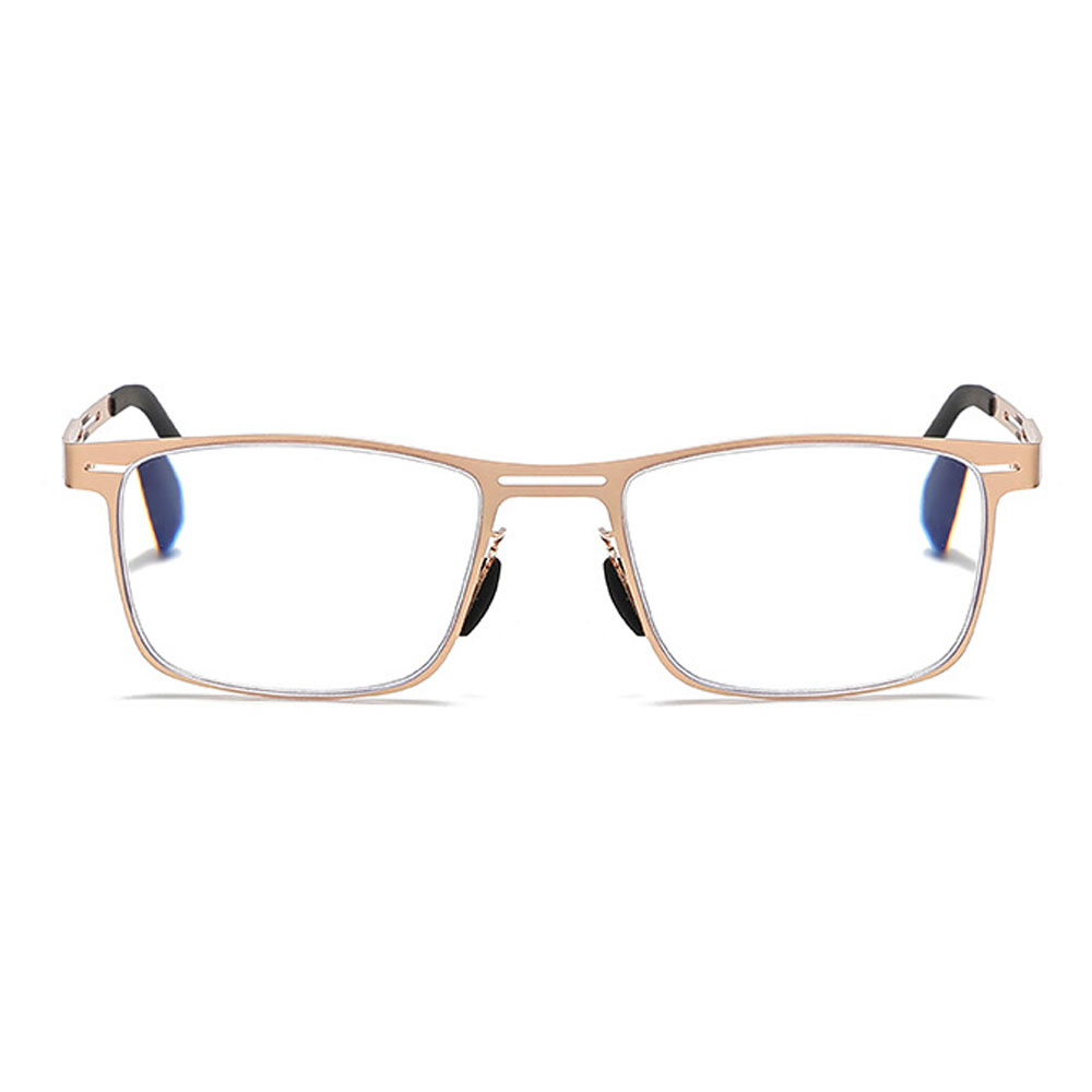 3 Pairs of Men's Anti-blue Light Rectangle Gold Reading Glasses 1.50 Presbyopic Glasses Metal Trendy Business Readers +1.50