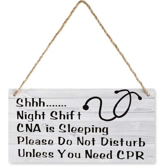 Wooden Decor Signs Shhh... Night Shift Cna Sleeping Please Do Not Disturb Wooden Wall Art Decor Decorative Plaque Sign For House Family Living Room Bedroom Kitchen 12X 6 Inch