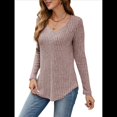 thumbnail image 2 of Camisa de Larga con Cuello en V para Mujer, Túnica de Otoño, Suéter Informal Elegante, Ropa y . Rosa XL, 2 of 9