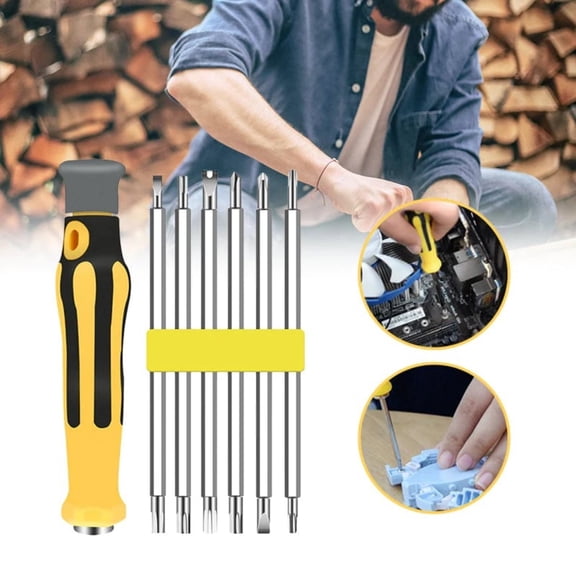 6-In-1 Mini Screwdrivers Set, Small Screwdriver Sets, Multipurpose Turn Screw, Household Small Driver, Detachable Handle, Alloy Steel Material, 1 Set, Multisize
