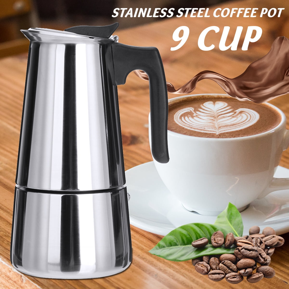 9 Cup Stovetop Espresso Maker, Moka Pot, Italian Coffee