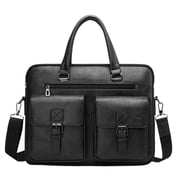 SCNOR Mens Convertible Textured PU Leather Briefcase - 3-Way Carry Laptop Bag, Lightweight with Multiple Compartments, for Office/Business, Fits 14-15 Inch Laptops