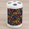 thumbnail image 1 of Geometric Ceramic Toothbrush Holder, Windows Glass Inspired Rainbow Colored Image with Flowers Like Art Print, Decorative Versatile Countertop for Bathroom, 4.5" X 2.7", Multicolor, by Ambesonne, 1 of 4