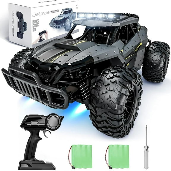 Tecnock RC Truck Car, 20  KM/H High-Speed 4WD Remote Control Car, 2.4GHz Anti-Interference with Dual LED Headlights, Rechargeable Monster Truck - Ideal Outdoor Backyard Gifts for Boys & Teens