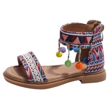 

Youmylove Ethnic Style Girls Sandals Summer Baby Toddler Sandals Soft Soled Children Sandals Roman Sandals Child Leisure Footwear Prewalker