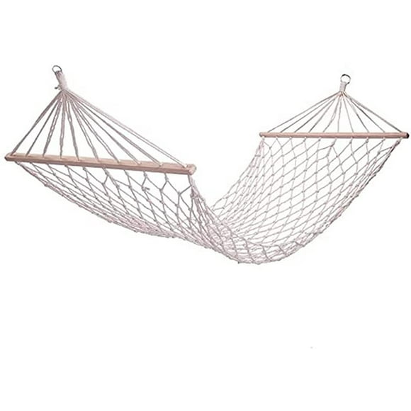 GHSDFBB Hammock Cotton Rope Outdoor Camping Double Hammock with Wood Spreader Chains and Hooks, Hamac for Patio Garden Yard Beach, 330 Pounds Capacity Natural (3.3×6.6FT)