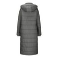 thumbnail image 4 of XPMWRP Women's Quilted Hooded Puffer Jacket Long Sleeve Solid Color Long Coat Winter Warm Thick Zipper Jacket with Pockets Gray M, 4 of 7