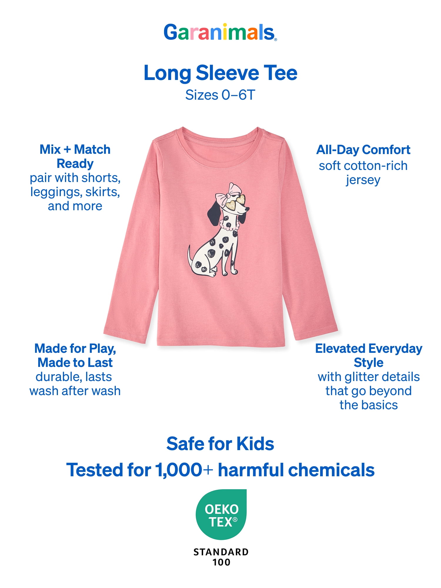 Garanimals Baby & Toddler Girl Long Sleeve Shirts, Single & 3-Pack, Sizes 0-6T
