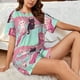 thumbnail image 4 of Balery Cats On Broomstick Conjunto de Pijama para Mujer con Estampado, Dos Piezas de Manga Corta y Shorts, Ropa de Dormir Suave con Cuello Redondo y Bolsillos-3X-Large, 4 of 6