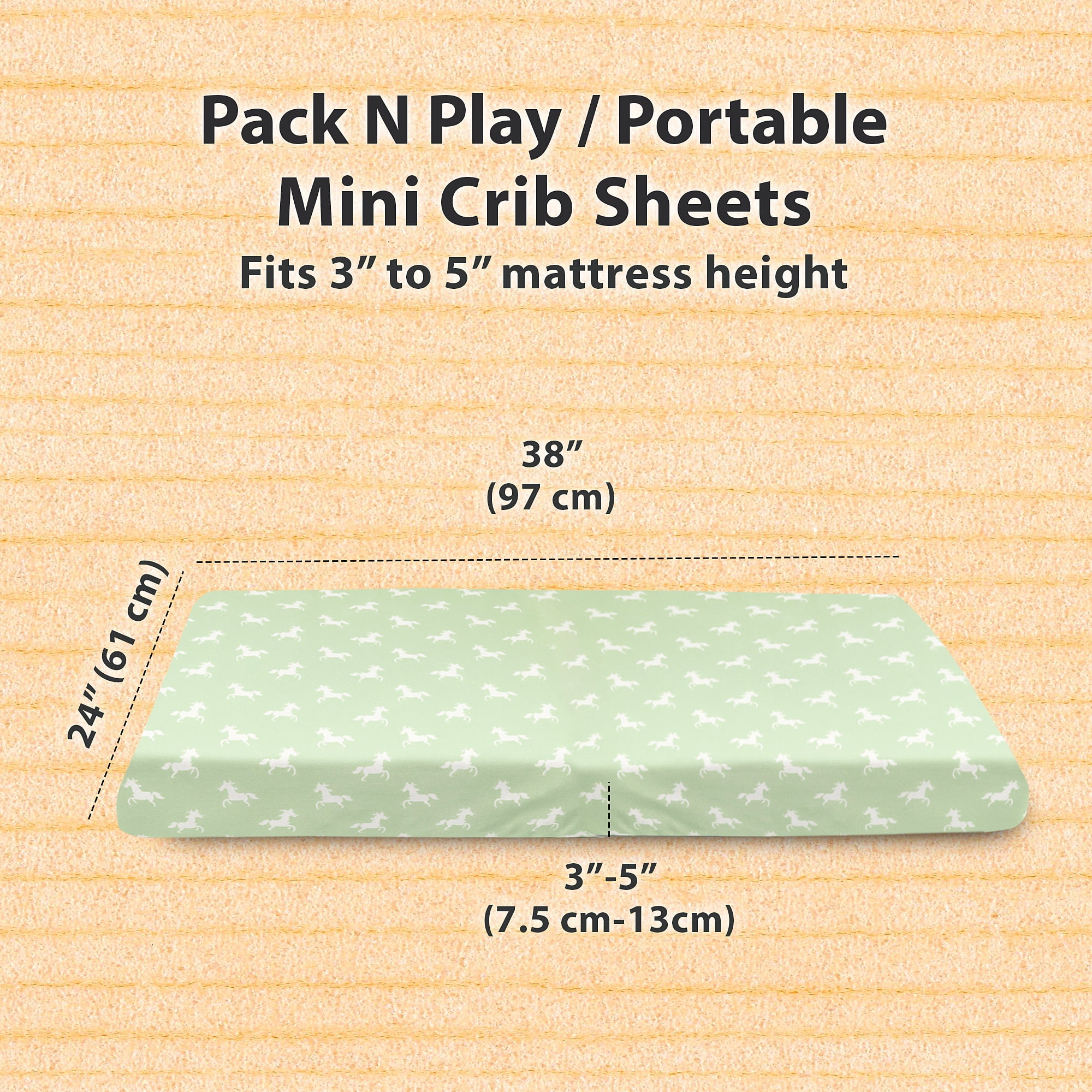 3-Pack Mini Crib Sheets – 100% Cotton, Soft & Breathable Fitted Sheets for Pack and Play & Mini Cribs (38” x 24” x 5”)