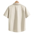 thumbnail image 4 of Blusa y camisa de manga corta con cuello vuelto para hombre, de verano, de color liso, de manga corta, con solapa y botones, estilo cárdigan, con bolsillo, blusa de moda, camisa de poliéster para homb, 4 of 8