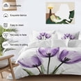 thumbnail image 3 of Purple Tulip Duvet Cover Set Full Size, Transparent Flower 4 Piece Soft Microfiber Bedding Set with 1 Duvet Cover, 1 Flat Sheet, 2 Pillowcases, 3 of 9