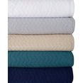 thumbnail image 5 of BELIZZI HOME 100% Cotton Bed Blanket, Breathable Thermal Blanket Twin Size, Soft Chevron 60''x90'', Perfect for Layering Any All Season, Navy Blue, 5 of 7