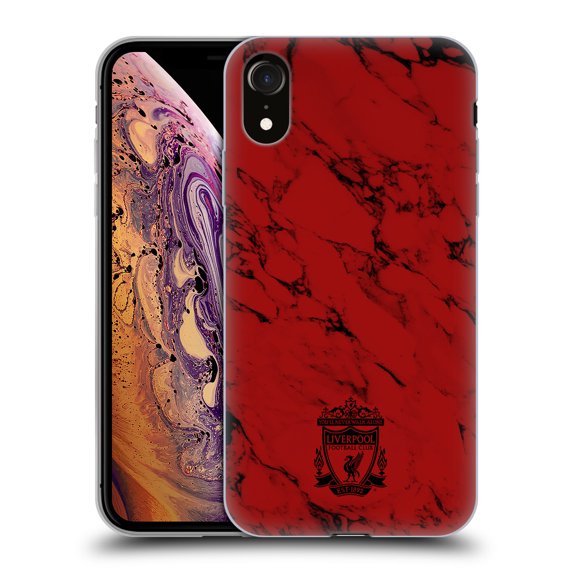 Head Case Designs Officially Licensed Liverpool Football Club Crest & Liverbird Patterns 1 Red Marble Soft Gel Case Compatible With Apple iPhone XR