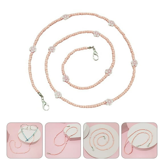 FENGGUIQU Beaded Lanyard Chain Adjustable Mask Extender Strap 1Set Pink