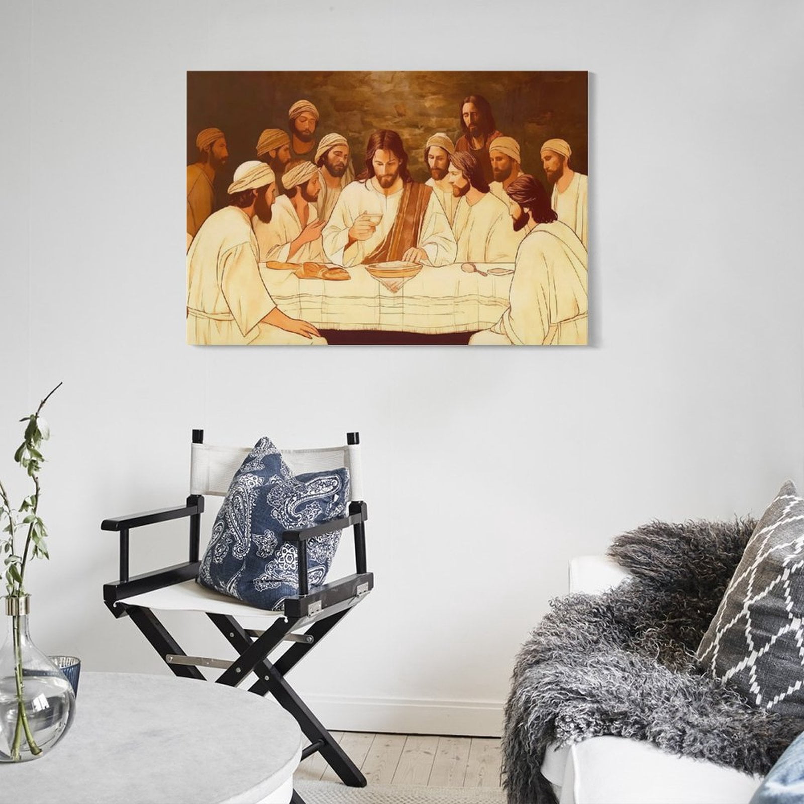 YarnArtistry Framed Canvas Wall Art, Last Supper Wall Decor Painting, Posters Print Dining Room Pictures for Church Home Bedroom Living Room Home Decortion