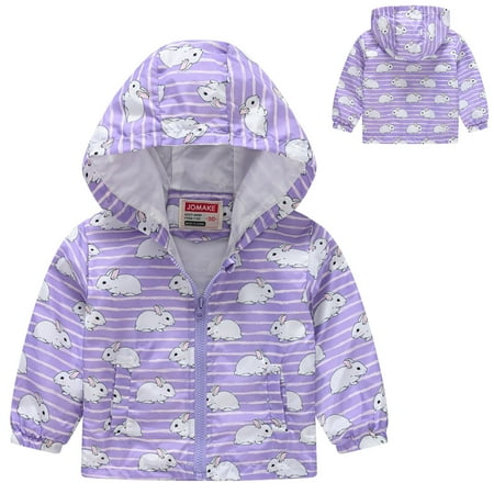 

Qazqa Toddler Boys Girls Casual Jackets Printing Cartoon Hooded Outerwear Zipper Coats Long Sleeve Windproof Coats