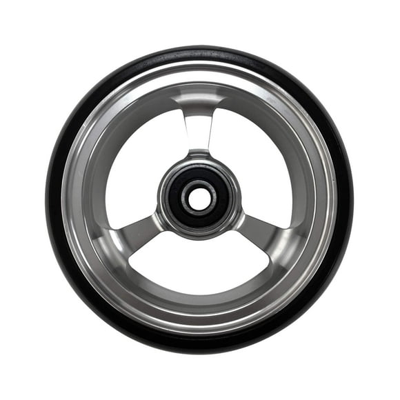 RIANT WHEEL , 4 X 1.4 Pouces, Solide, Roues en PU, Roulettes de Fauteuil Roulant, Jante en Aluminium, une Paire (Argent)