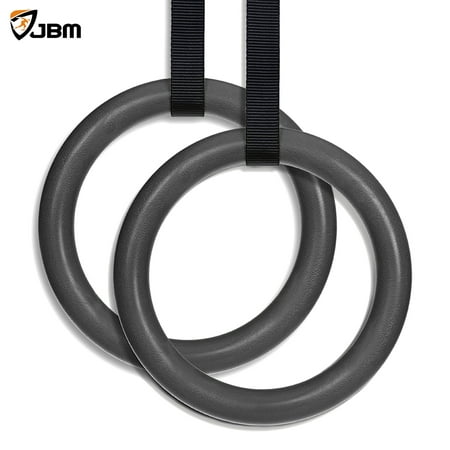 JBM Gymnastics Rings with Adjustable Straps Pull Up Fitness Exercise Rings for Crossfit Training, Organized Storage Full Body Olympic Strength Training Pull Ups and Dips