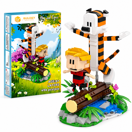 Boy and Tiger Adventure Building Toy, 496Pcs Collectible Display Toy, Creative STEM Building Kit for Kids Adults, Birthday Gift Home Desktop