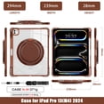 thumbnail image 2 of for iPad Pro 13" 2024 Case with Rotatable Stand Portable Handle, Protective Clear Shockproof Dropproof Rugged Shoulder Strap Kids Friendly Cover for iPad Pro 13" 2024, Chocolate, 2 of 14