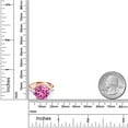 thumbnail image 4 of Gem Stone King 18K Rose Gold Plated Silver Pink Created Sapphire and White Moissanite 3-Stone Ring for Women (8.74 Cttw, Round 12MM, Trillion 5MM, Size 8), 4 of 4