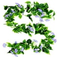 thumbnail image 2 of 2pcs Artificial Vine Morning Glory Hanging Foliage Home Vine Home Decor Decor Simulation Vine Plant blue, 2 of 9