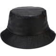 thumbnail image 3 of CoCopeaunts Leather Bucket Hat Casual Outdoor Cool Sunscreen Fisherman Hats Street Activities Hiking Fishing Folding Bucket Cap, 3 of 8