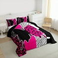 thumbnail image 3 of Homewish Cheetah Leopard Print Bedding Comforter Set for Girl, Black Pink Butterfly Animal Twin Comforter Sets, Stripes Abstract Reversible Bedding Set, Microfiber Bedroom Decor, 2-Piece, 3 of 8