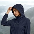 thumbnail image 5 of Otntypg Packable Rain Jacket Women Lightweight Full Zip Up Long Sleeve Drawstring Hooded Waterpoof Windbreaker Trendy Outdoor Hiking Travel Lined Raincoat with Pockets, 5 of 7