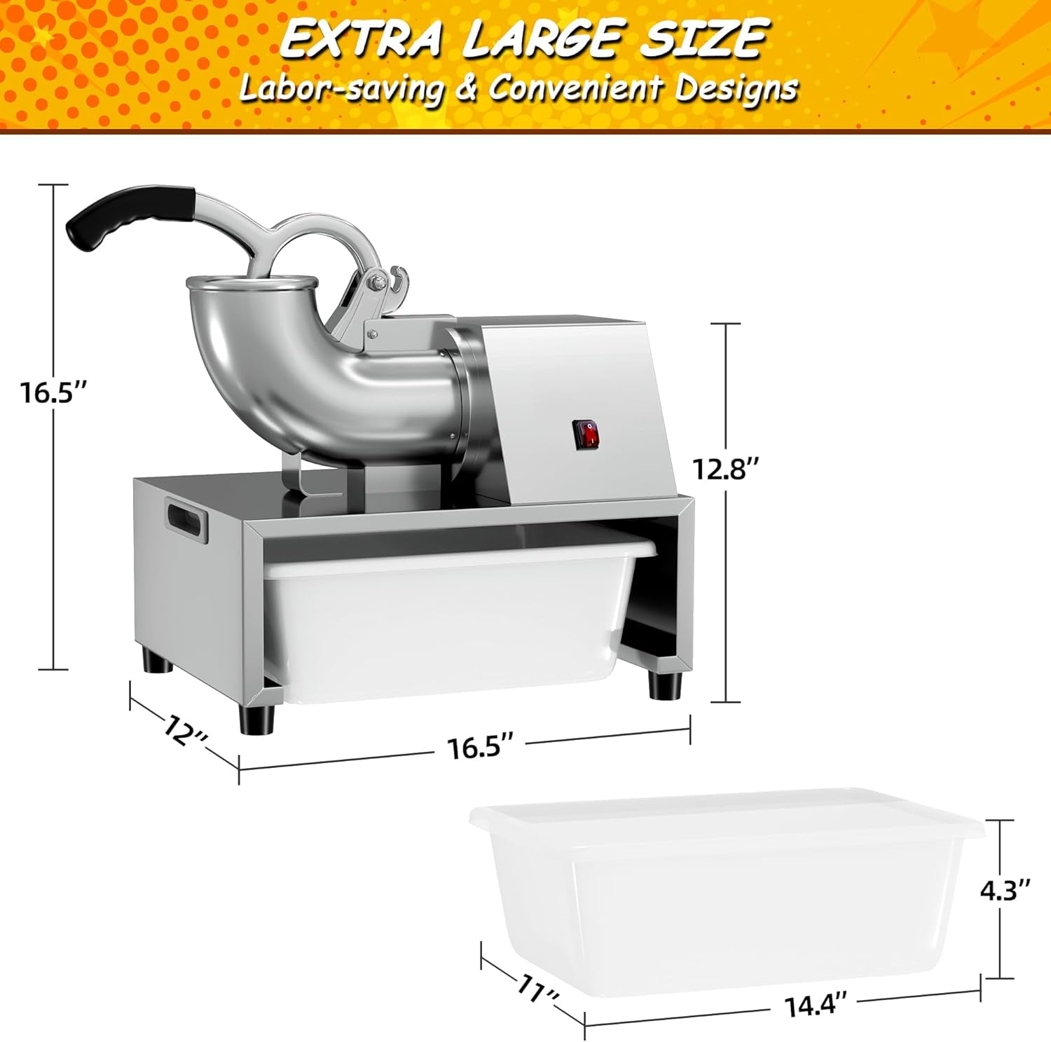 500LBS/H 300W Commercial Snow Cone Machine Ice Shaver Ice Crusher for Snow Cones