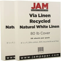 JAM Paper Strathmore, 8 1/2 x 11, Natural White Linen, 80lb, 100 per Pack
