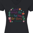 thumbnail image 4 of Inktastic She is Fierce Funny Shakespeare Quote Women's V-Neck T-Shirt, 4 of 5