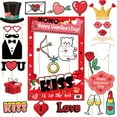 thumbnail image 2 of Valentine's Day Photo Booth Props Kit with Large Paper Frame - Fun Decoration Set for Adults & Kids, 24 Pcs Props for Parties & Memories, 2 of 6