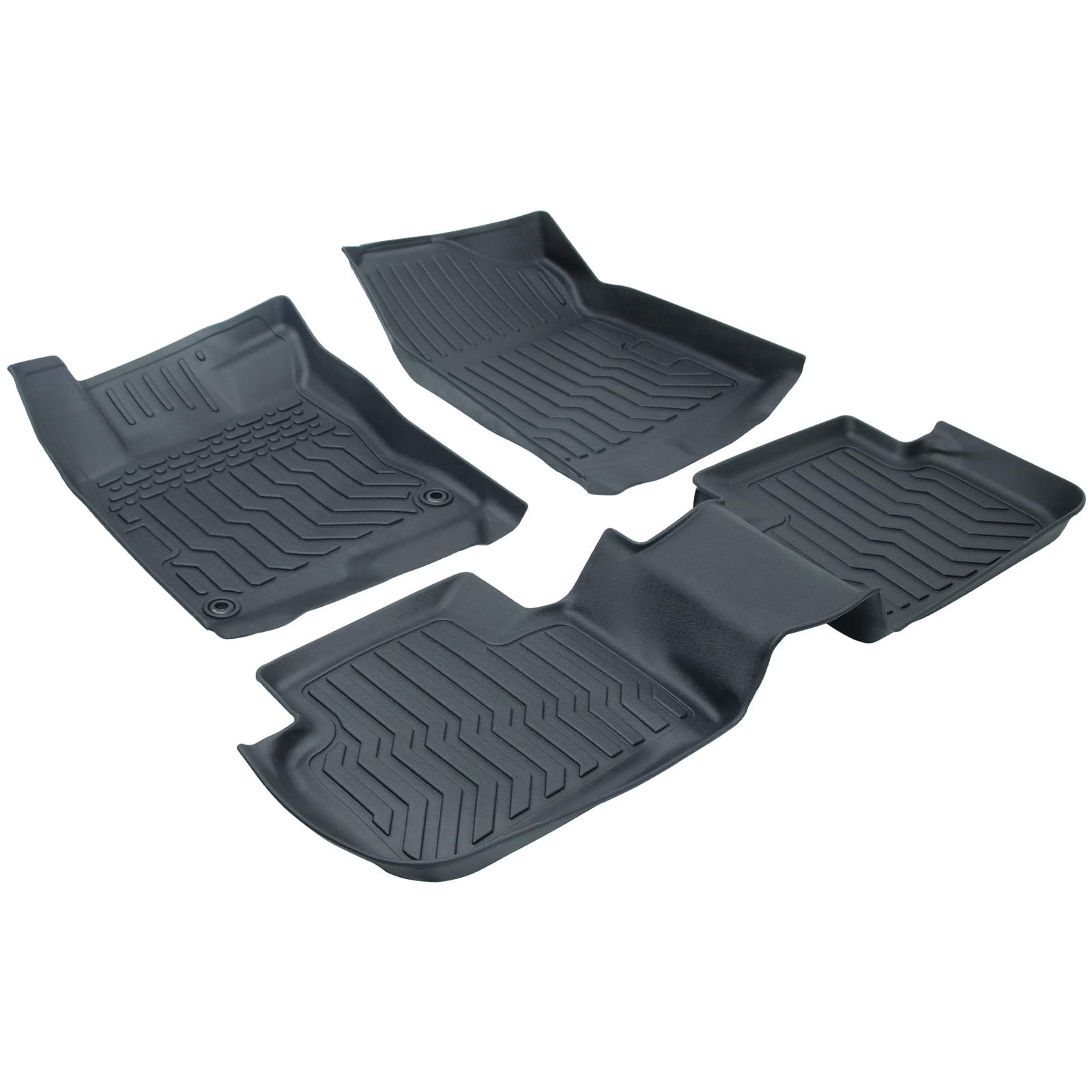 All-Weather Car Floor , Heavy Duty Rubber Liners, Front and Second Set of 3, Black-Car Floor Mats, All-Weather