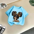 thumbnail image 5 of LUOGENLI T-Shirt pour Filles Enfant Filles Mignon Mode Imprimé Col Rond Ample Manche Courte Tee Été Décontracté T-Shirt Hauts Chemises pour Filles Tendance Bleu 6-8 Ans, 5 of 5