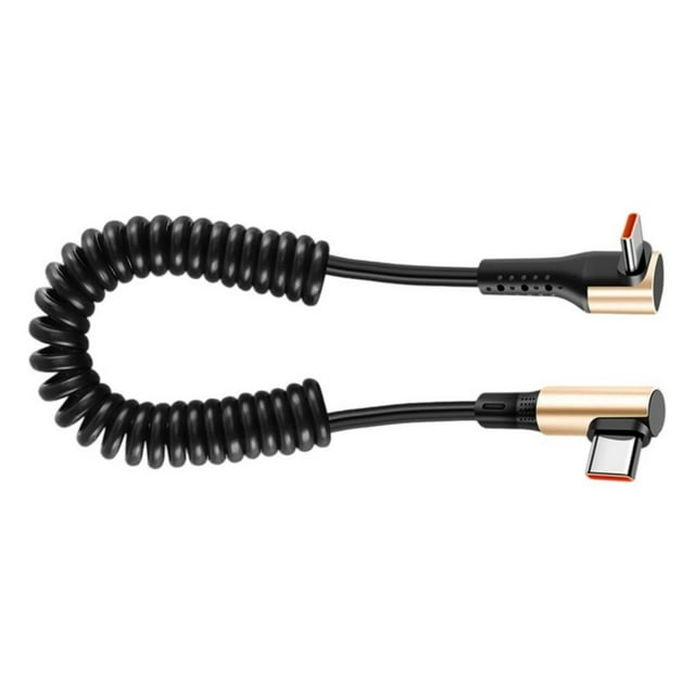 CNKOO Heavy Duty Spring Coiled Charging Cable 240W Fast Charging Double USB C Connector Compact Head Design For Tight Space