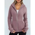 thumbnail image 6 of Womens Zip Up Hoodies Fleece Jackets Oversized Sweatshirts Fall Fashion Outfits Sweaters Winter Clothes Pink XL, 6 of 8